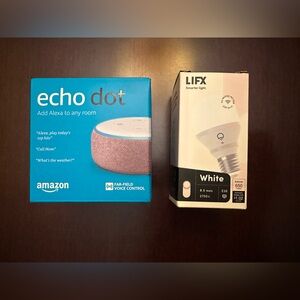 New Echo Dot 3rd Gen in Pink + Smart Light Bulb